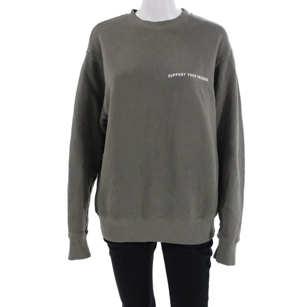 Krost Unisex Pullover Sweatshirt Dark Gray Crew Neck Cotton Size S